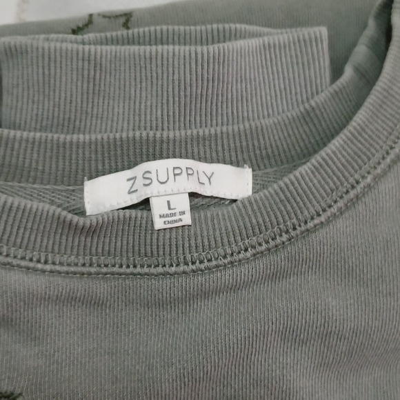 Z Supply Womens Modern Weekender Star Green Long Sleeve Split Hem Oversize Sz Lg - Picture 6 of 7